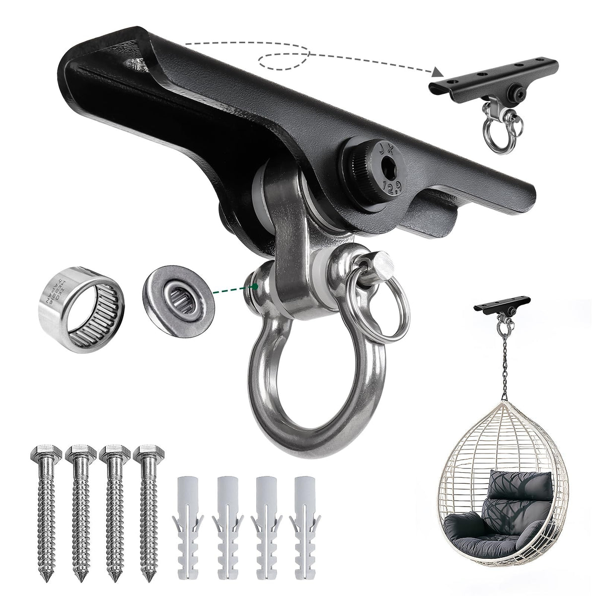 Heavy Punching Bag Wall Mount Hanger with 180° Swing for Gym & Training