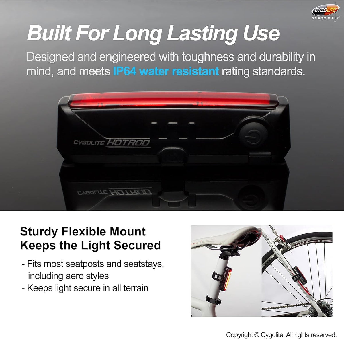 120 Lumen Bicycle Tail Light with 7 Modes USB Rechargeable Waterproof