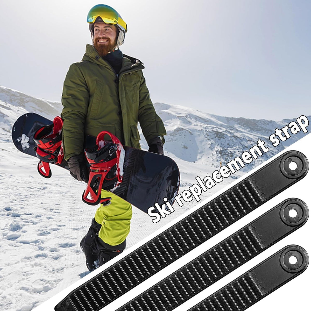 Snowboard Ski Ankle Ladder Strap Replacement 6 Pack Black Plastic 7.9"