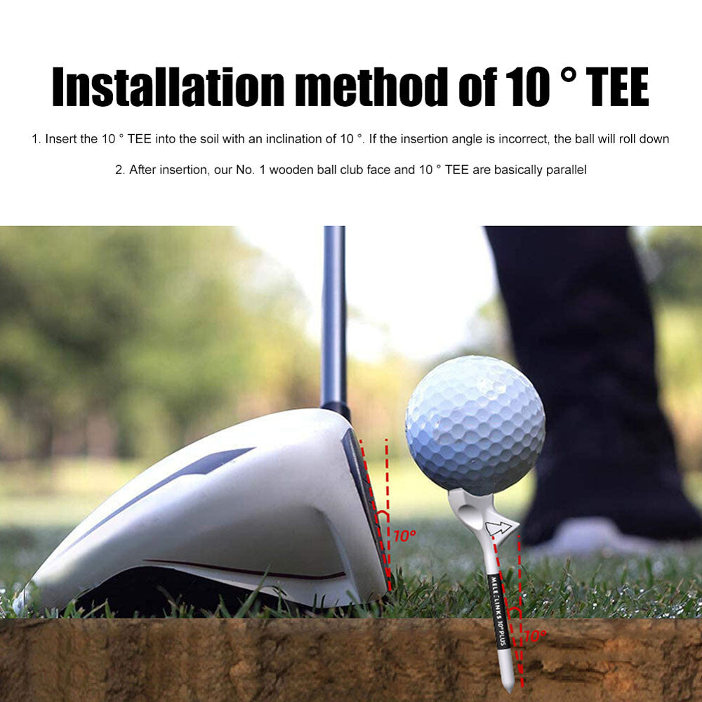 10-Pack Golf Tees 10° Oblique Diamond Shape Impact-Resistant Support Base