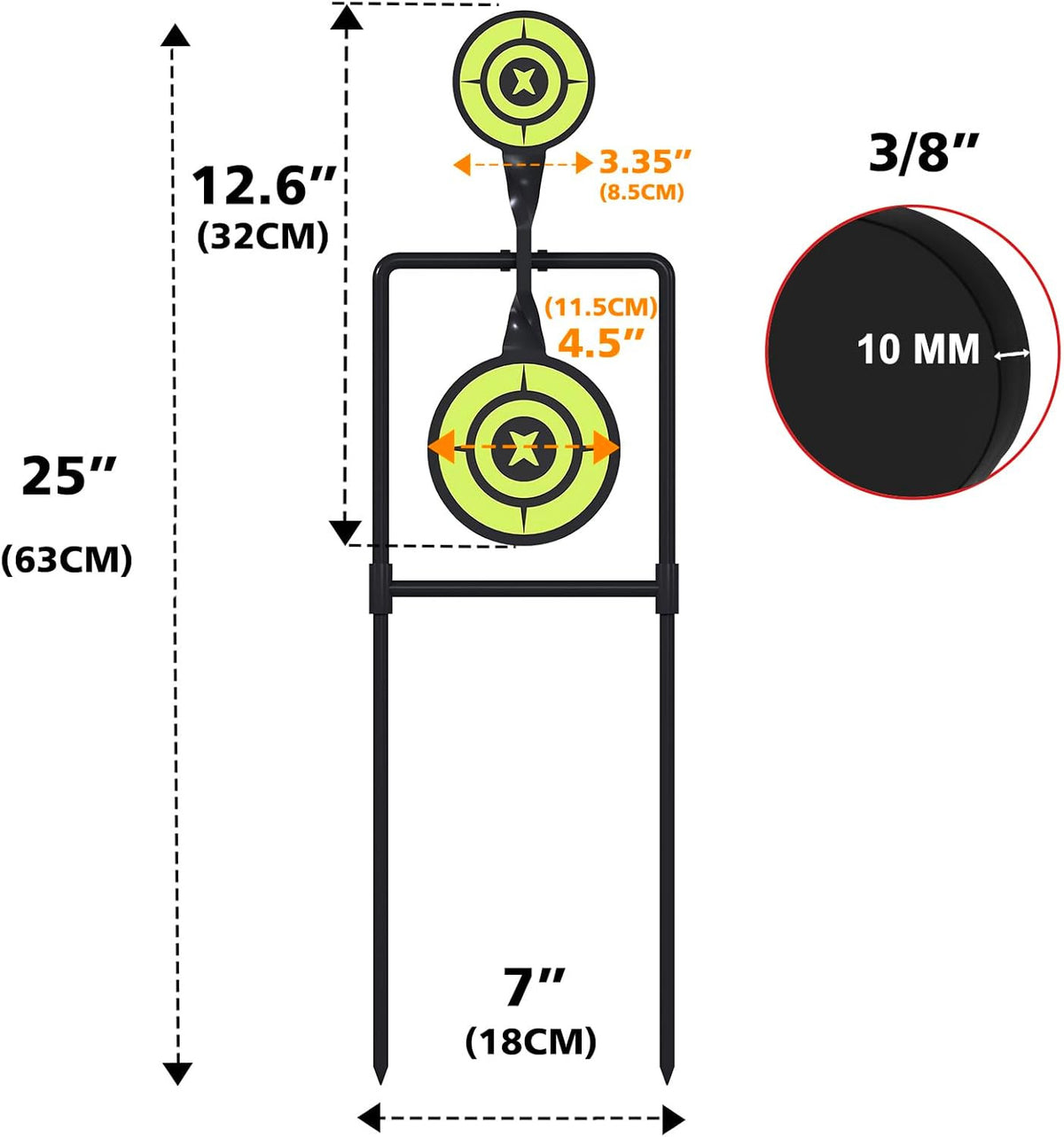 Heavy Metal Double Spinner Shooting Targets - Auto Reset, 3/8" Thick, Durable for Handgun & Rifle Practice