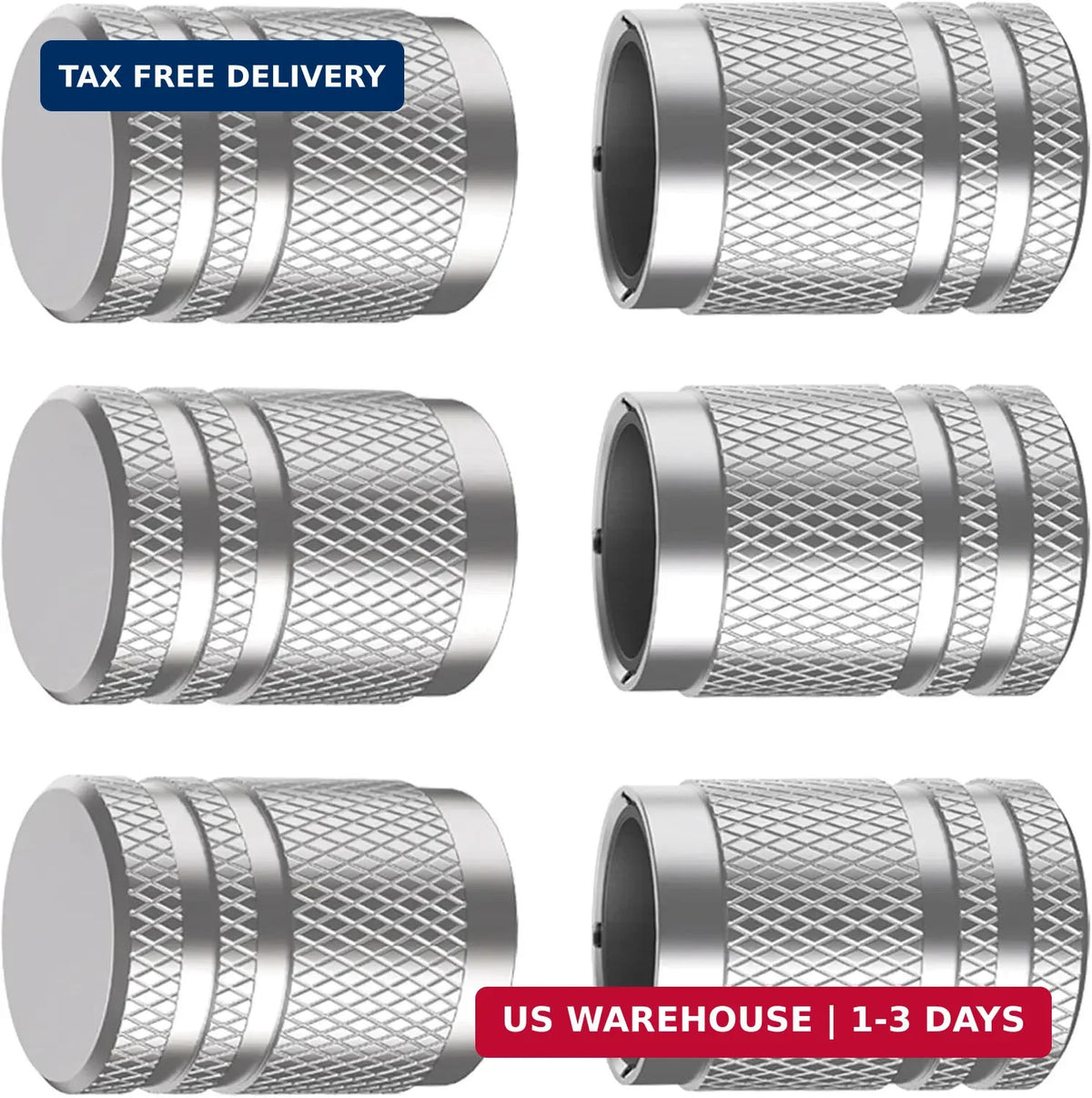 Universal Metal Tire Valve Stem Caps - 6 Pack for Cars, Motorcycles, Bikes, Trucks