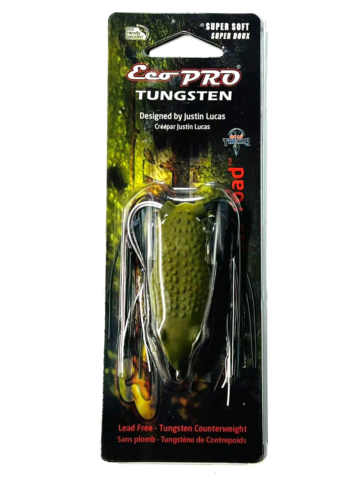 Bass Fishing Frog Lure - Eco Toad Hollow Body Soft Rubber Bait with Hooks