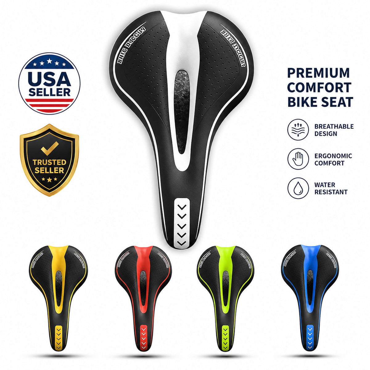 Soft Gel Bicycle Saddle Seat - Padded Mountain & Road Bike Cushion