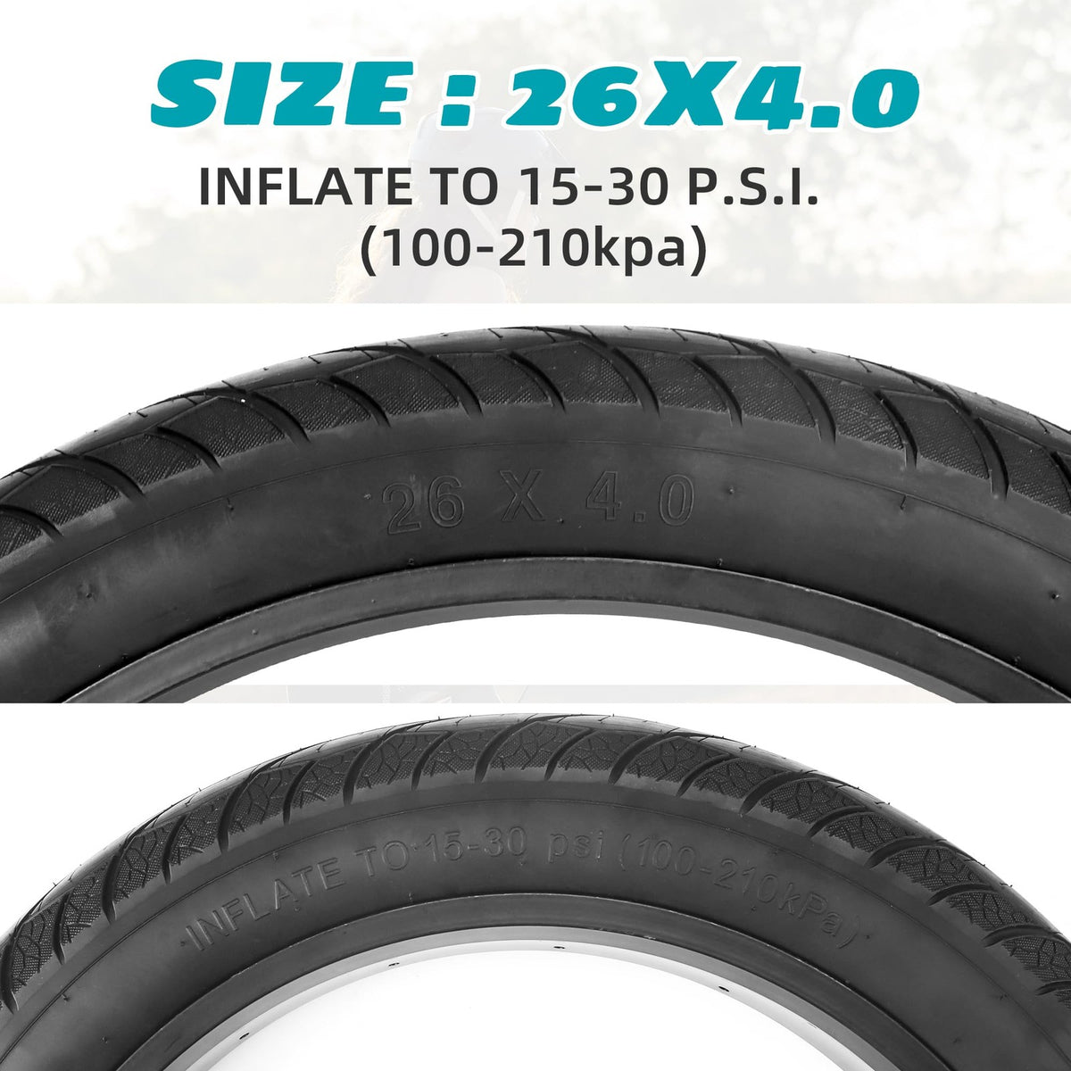 26x4.0 Fat Bike Tires E-Bike Mountain Snow Heavy Duty 2 Pack