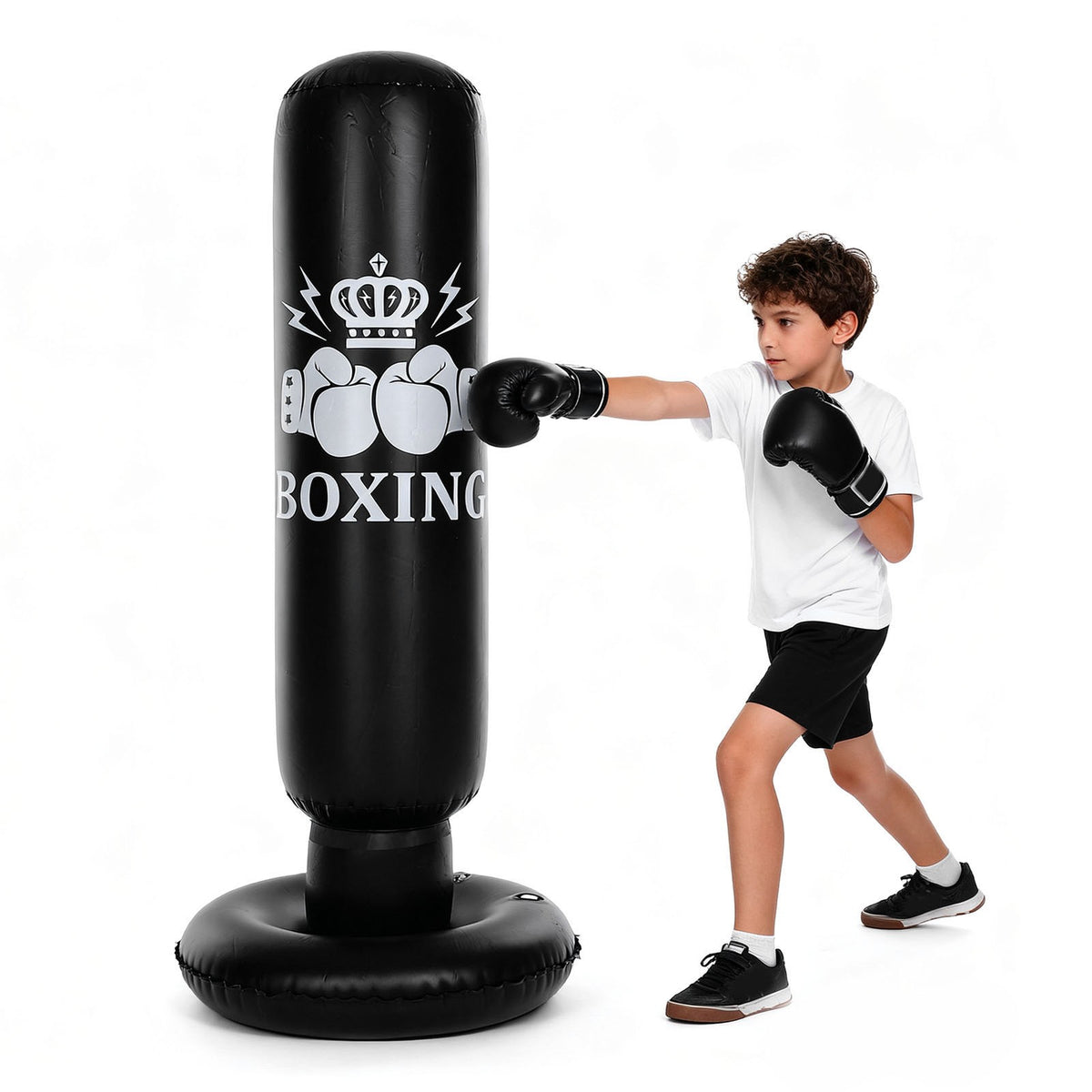Inflatable Boxing Bag 63 Inch Punching Dummy for Martial Arts Training
