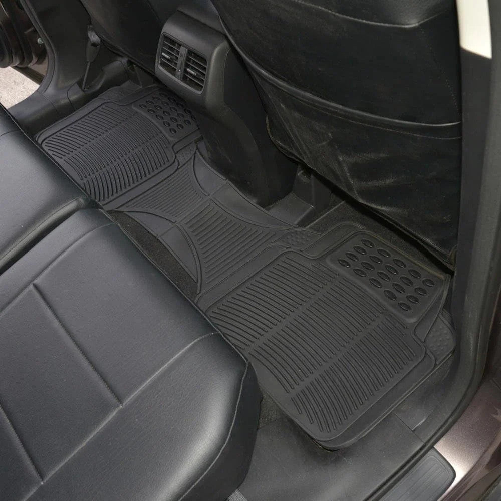 Heavy Duty Rubber Rear Floor Mats for Vehicles - All Weather Trimmable, Non-Slip Protection