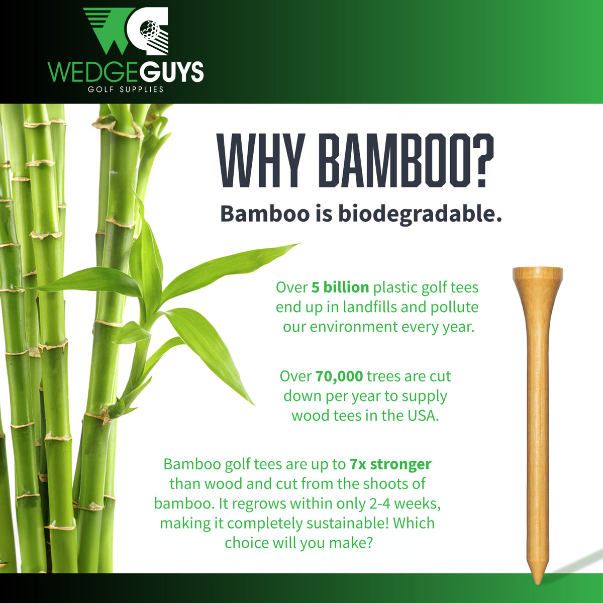Bamboo Golf Tees Bulk Pack - Multiple Sizes, Durable & Biodegradable