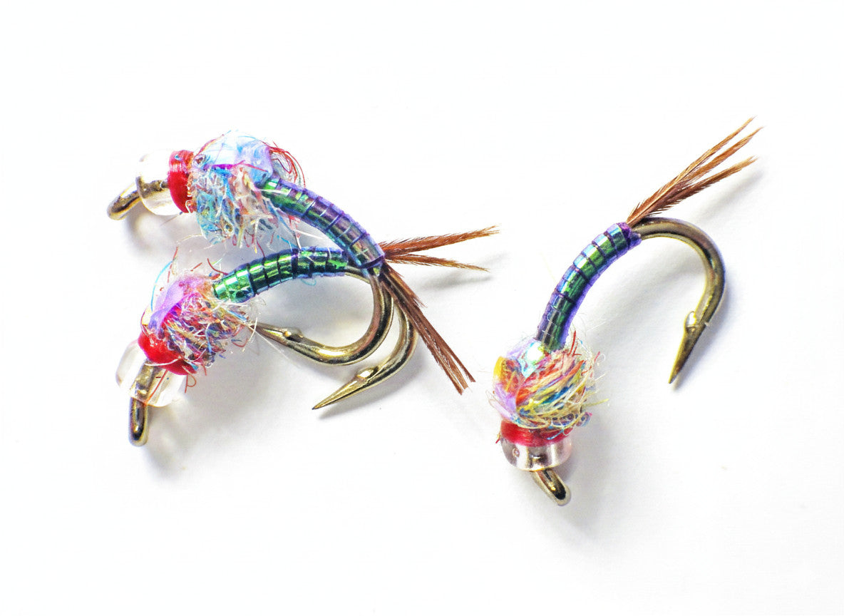 Rainbow Warrior Nymphs UV Purple Trout Flies - Premium Attractor Lot - Multiple Hook Sizes