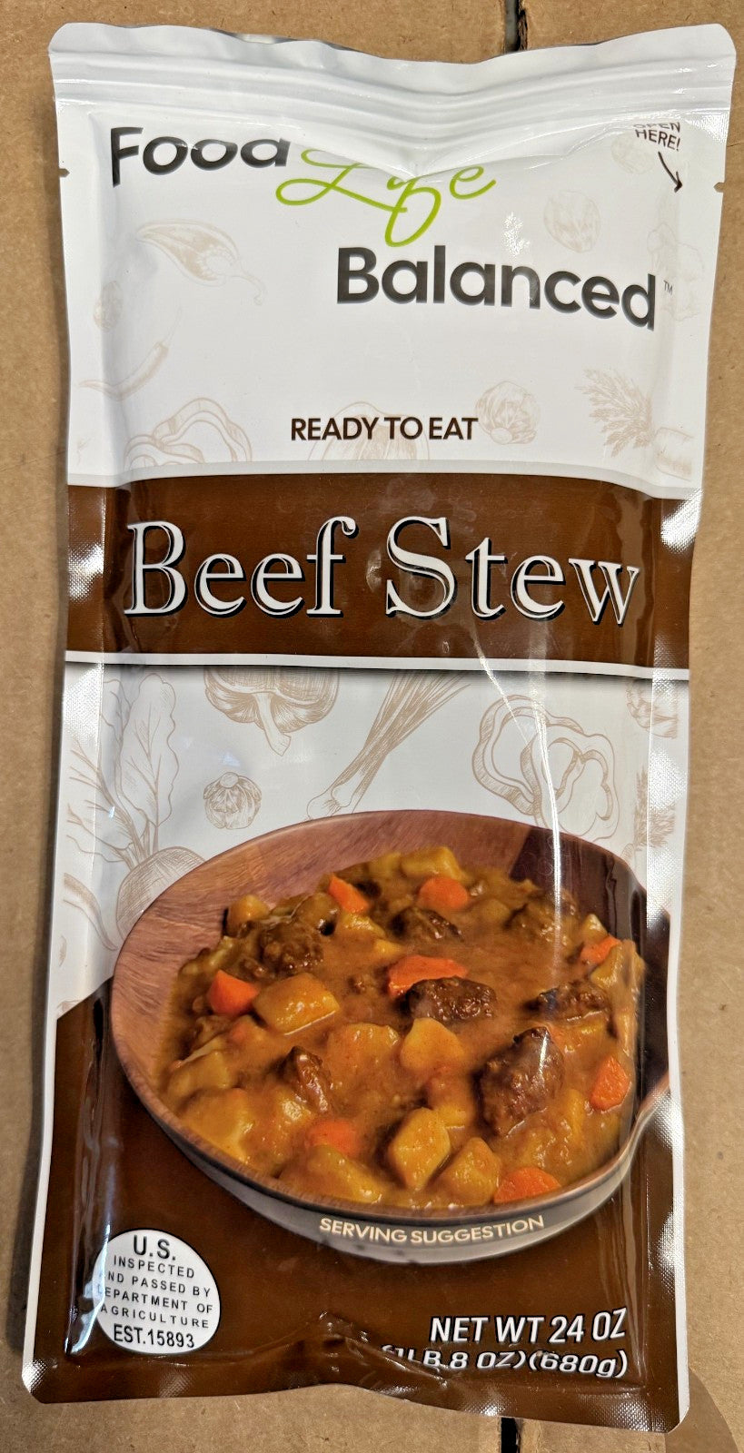 Ready-to-Eat Beef Stew 24oz - Gluten-Free, Balanced Meal, Long Shelf Life