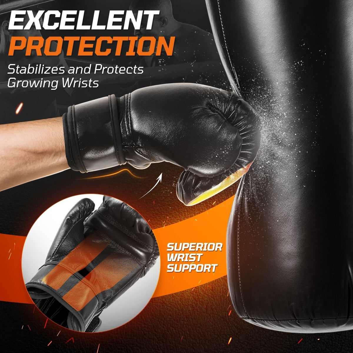 Kids Boxing Gloves 3-8 Years, 4oz Faux Leather Youth Sparring Gloves