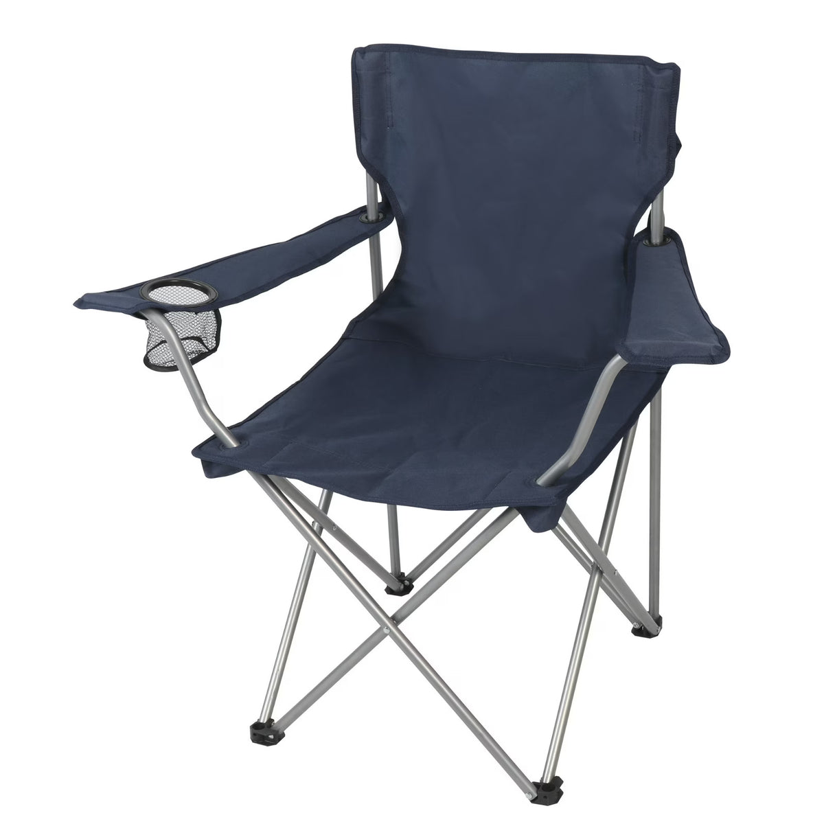 Quad Folding Camping Chair with Cup Holder - Dark Blue, Supports 250 lbs
