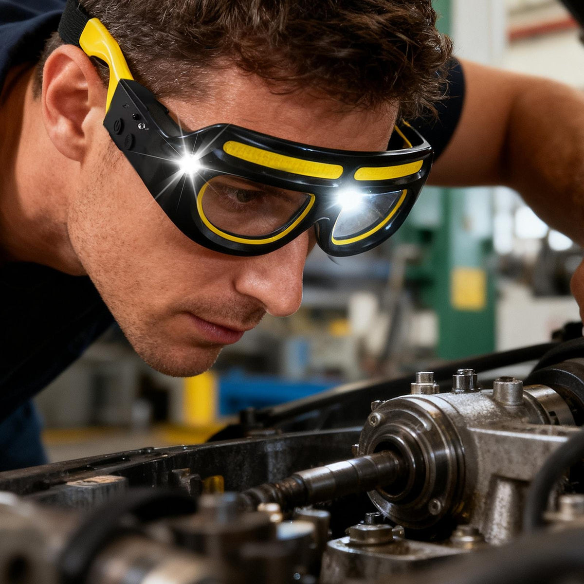LED Safety Glasses with 5 Light Modes for Cycling Work and Outdoor Use