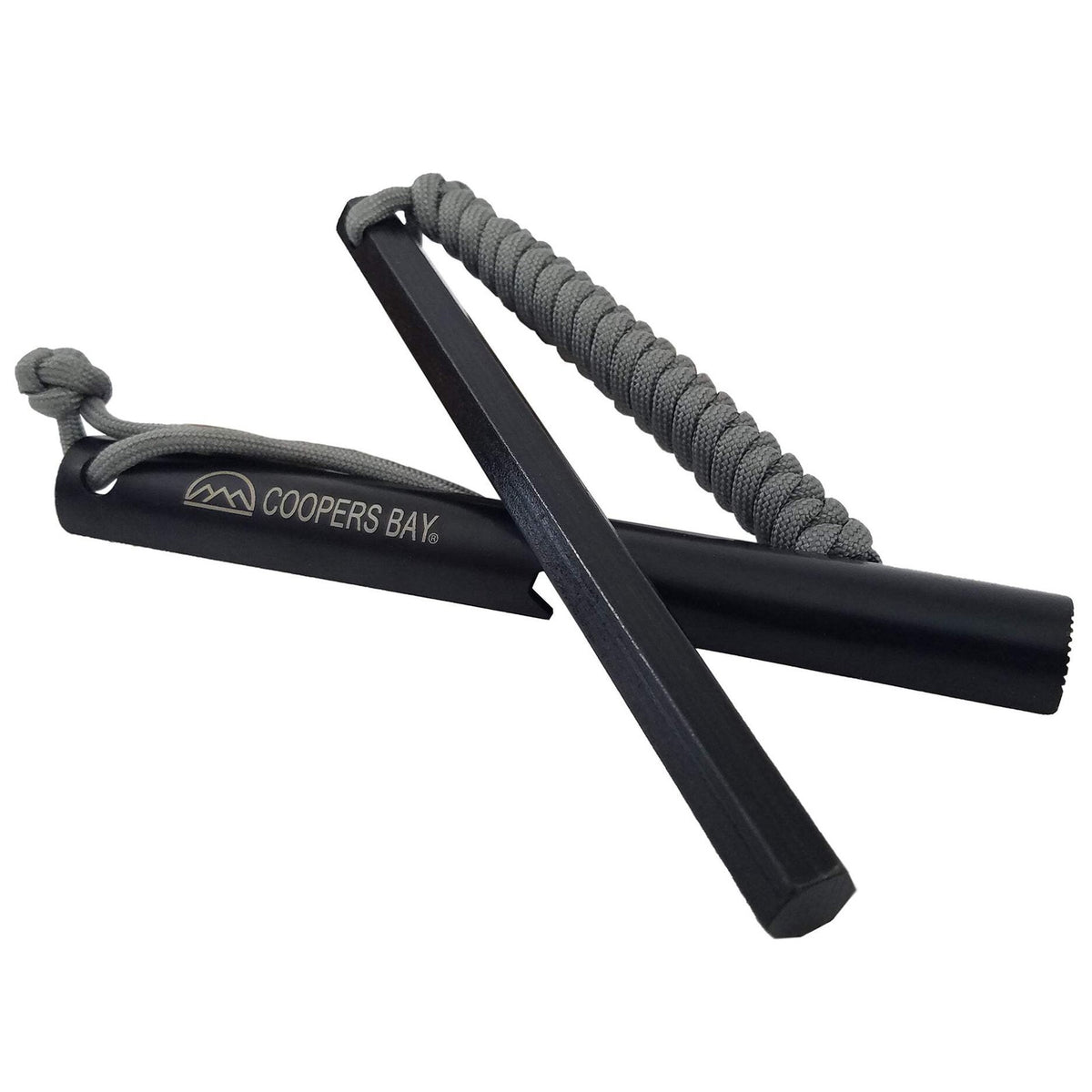 Large HexaShape Ferro Rod Fire Starter with Paracord Lanyard & Striker
