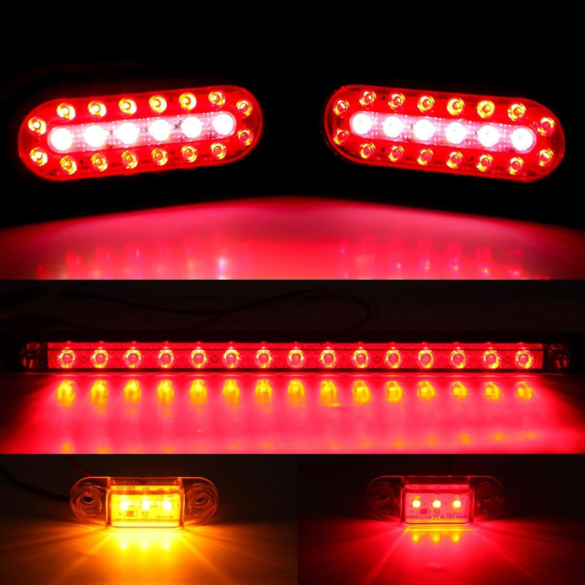 6-Inch Oval LED Trailer Tail Light Kit with Bracket & 25ft Wiring Harness