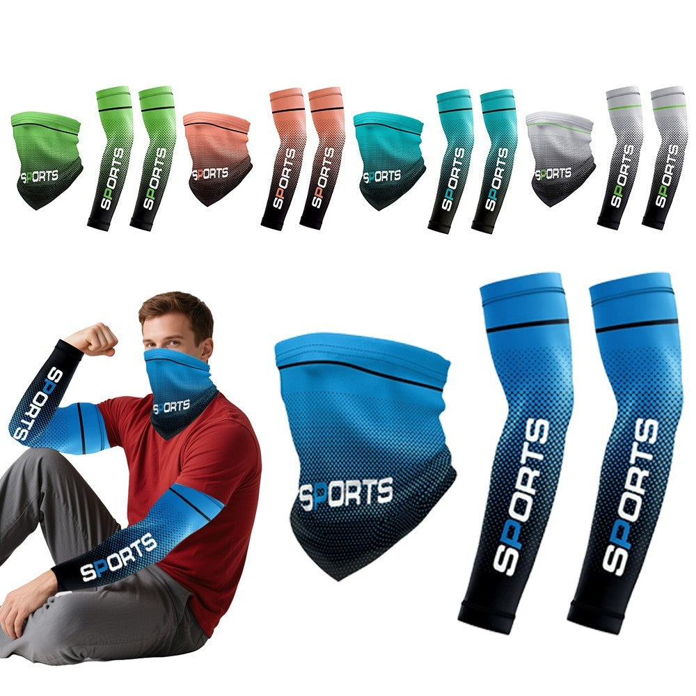 Breathable UV Sun Protection Cooling Arm Sleeves & Face Mask Set
