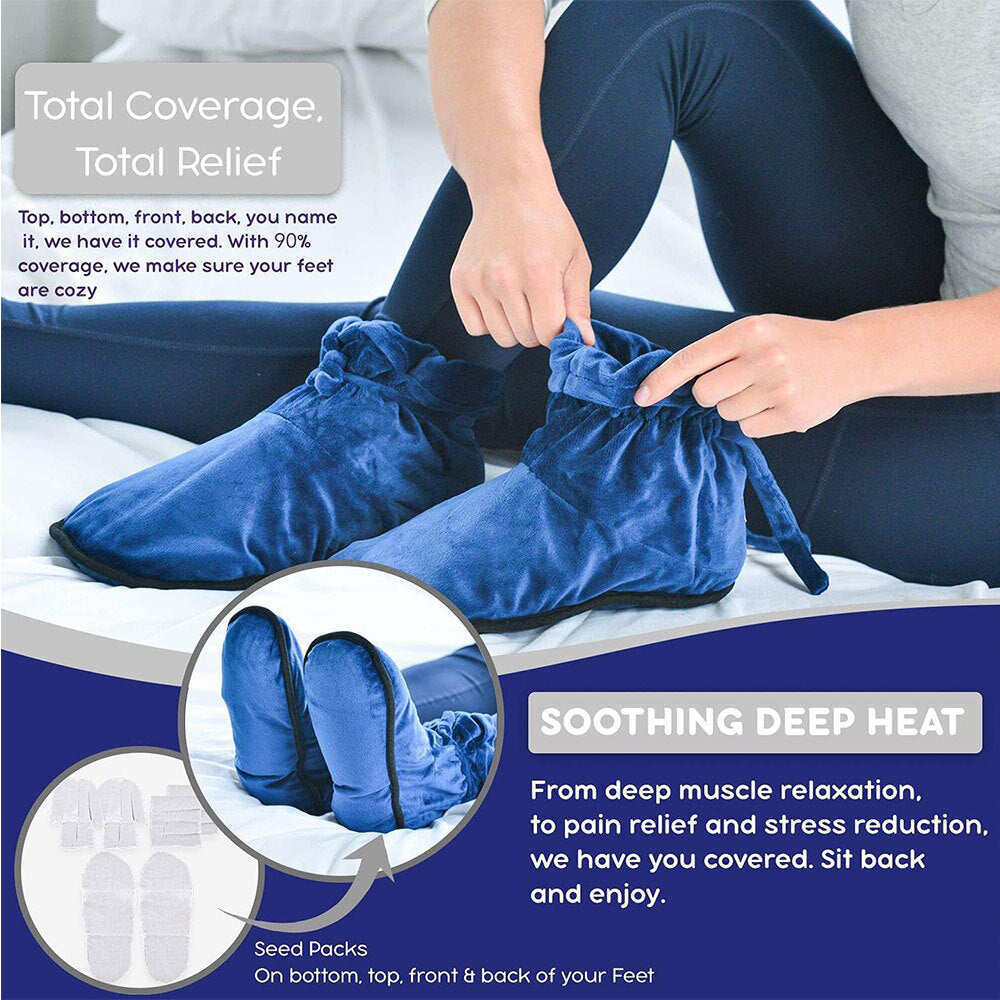 Microwaveable Heated Slippers for Men Women Pain Relief Foot Warmers