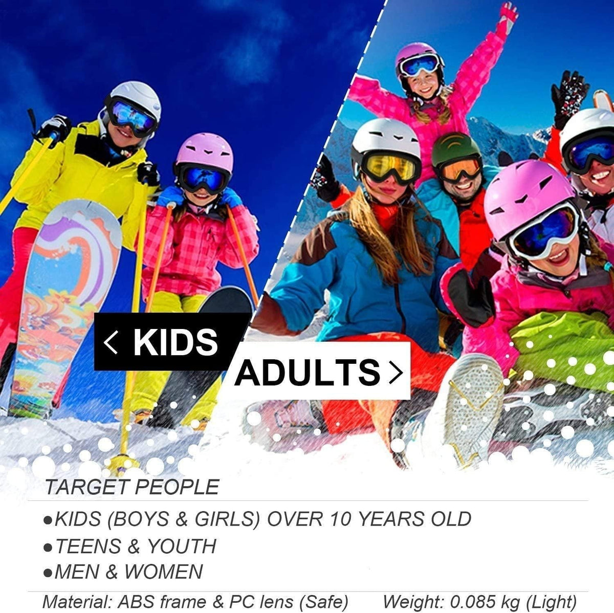 Unisex Ski Goggles 2-Pack UV Protection Snowboard & Winter Sports Eyewear