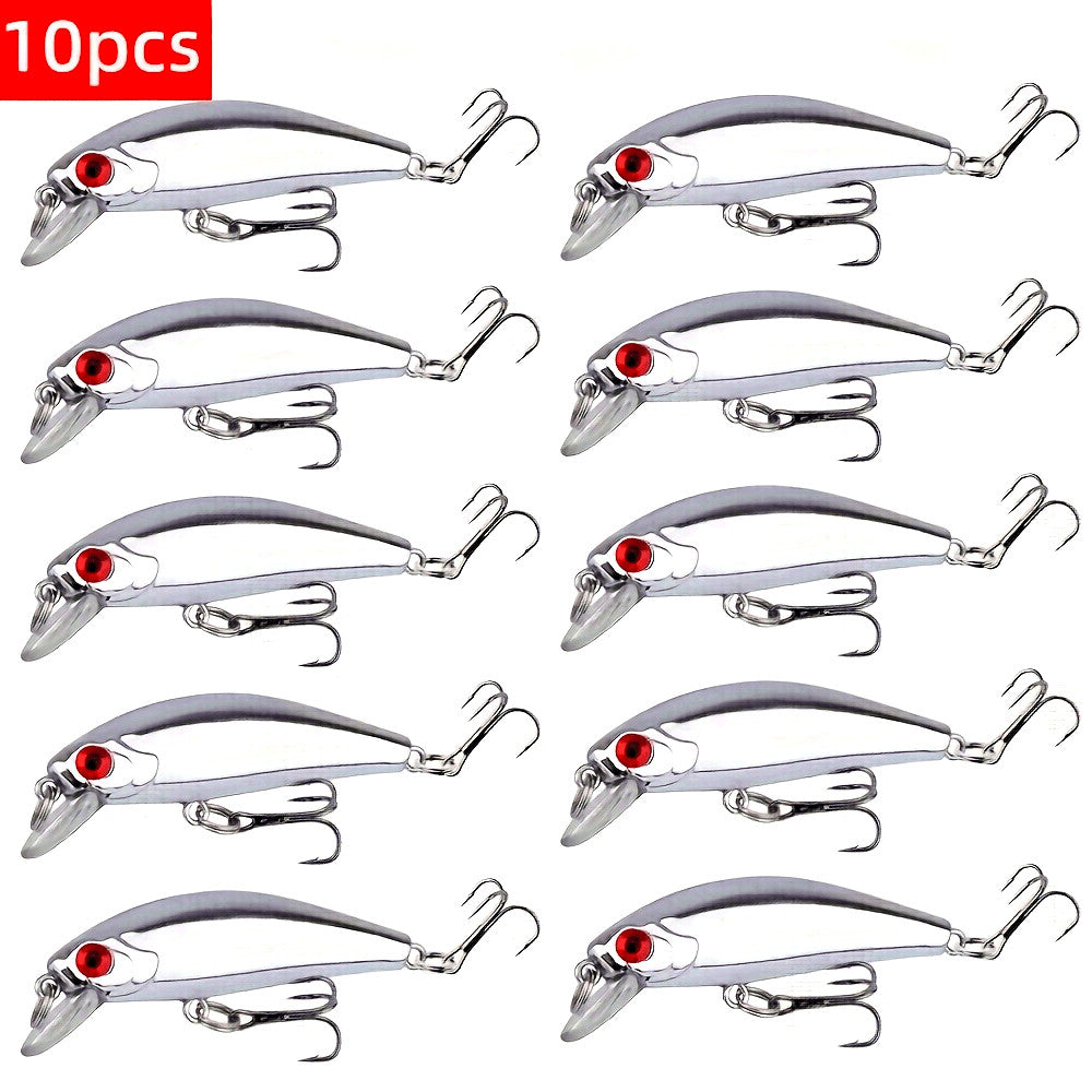 10pcs Silvery Mini Fishing Lures Kit for Freshwater and Saltwater Fishing