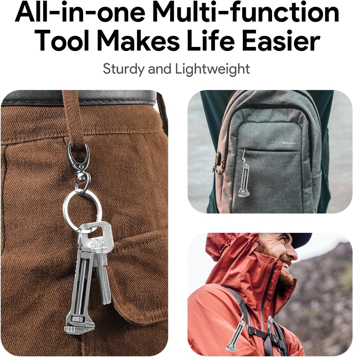 Mini Titanium Multi-Tool Wrench with Bottle Opener Keychain for Camping & DIY