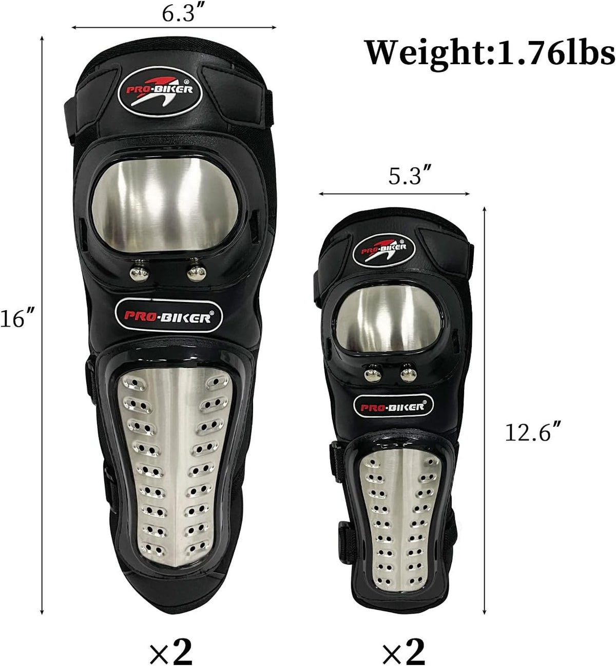 Stainless Steel Motorcycle Knee & Elbow Guards Set - Protective Gear