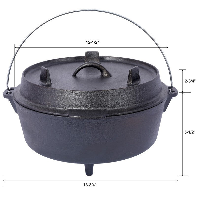 Pre-Seasoned Cast Iron Dutch Oven with Skillet Lid - 6 Quart Camping Cookware