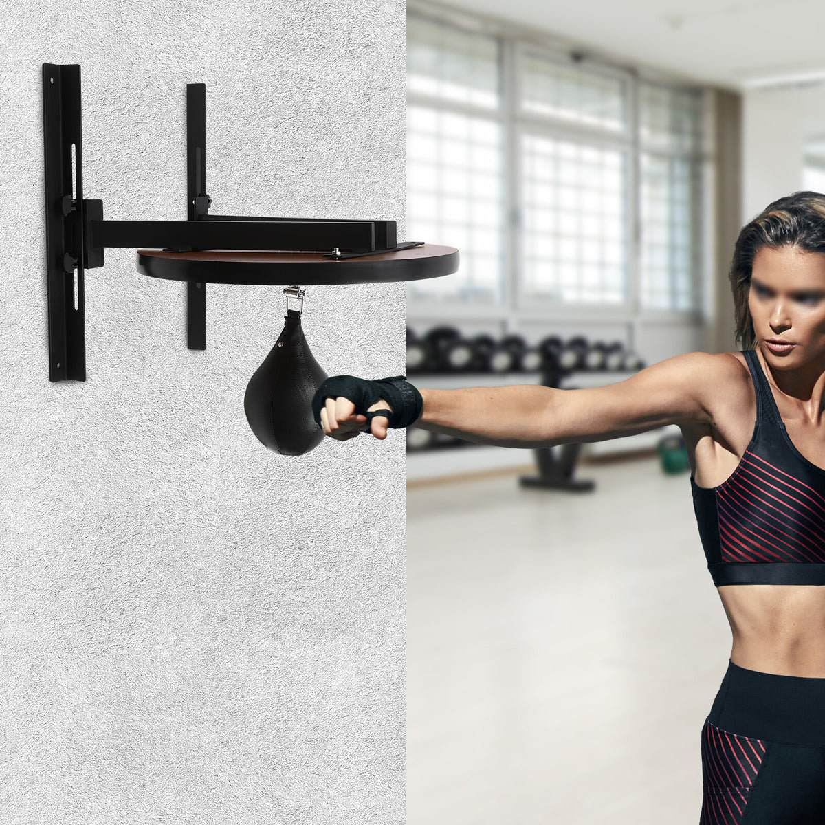 Wall-Mounted Speed Bag Platform with Adjustable Height and Pump for Boxing Training