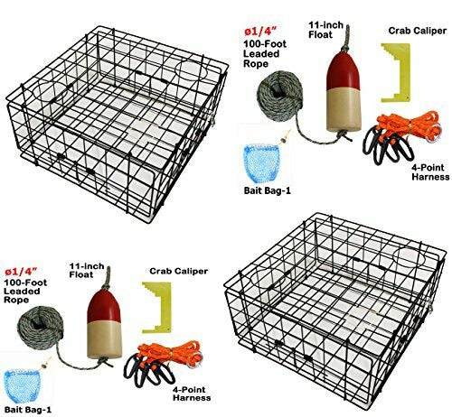 2-Pack Vinyl Coated Crab Traps with Accessories - 24 Inch Fishing Trap Set