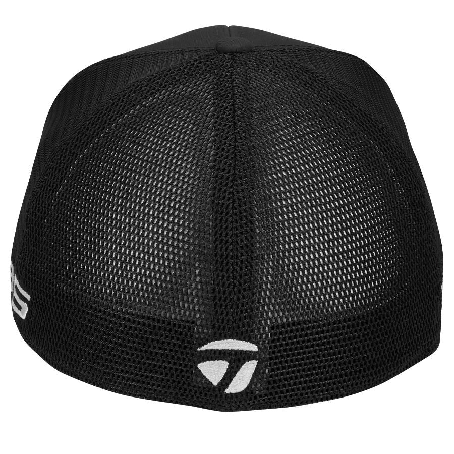 Men's Fitted Golf Cap with Breathable Mesh - Black, S/M