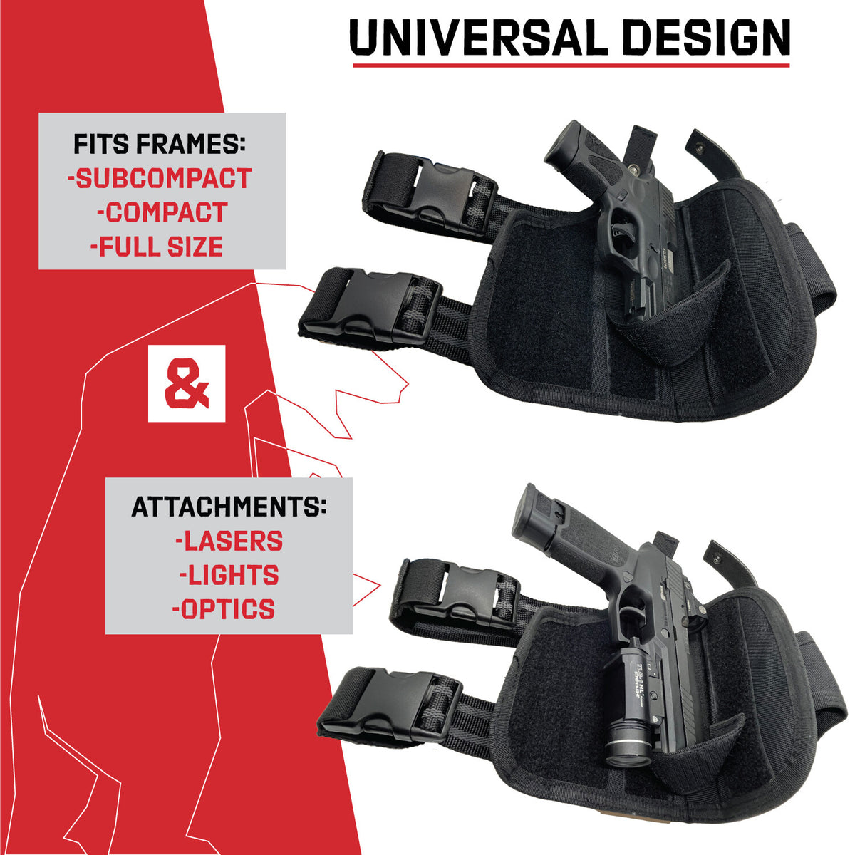 Universal Drop Leg Holster with Adjustable Thigh Gun Holder for Any Pistol