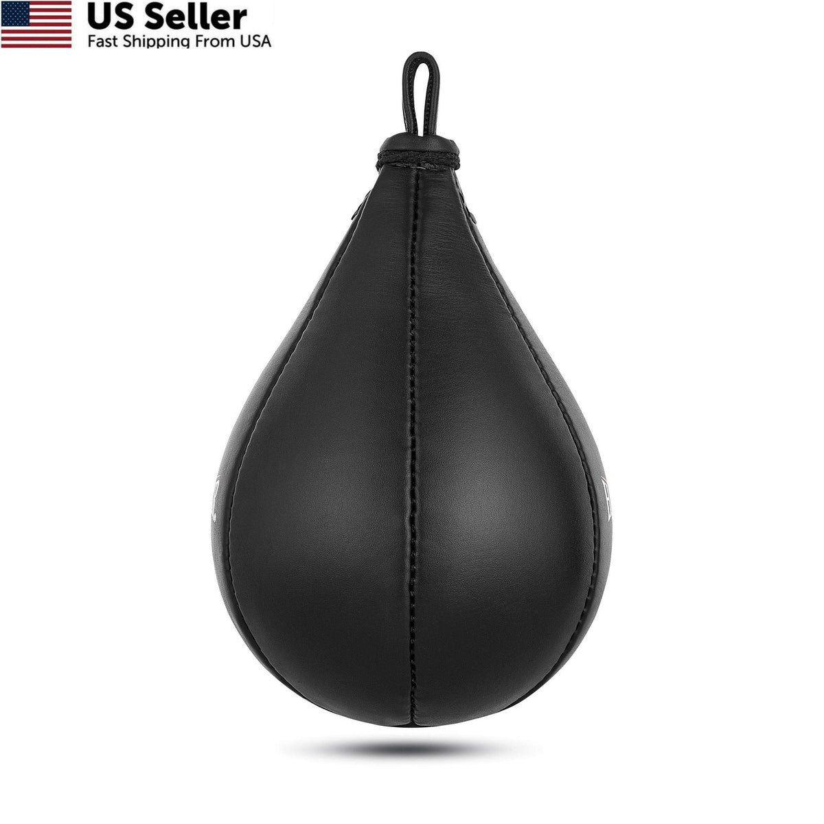 Hunter Leather Speed Bag for Boxing 9.5 x 7 Black Cowhide Punching Bag