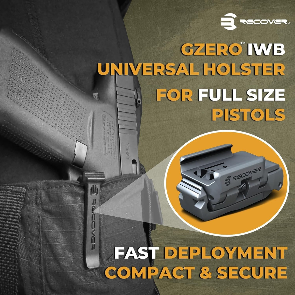 Universal Spring-Loaded IWB Holster for Full-Size Pistols - Ambidextrous