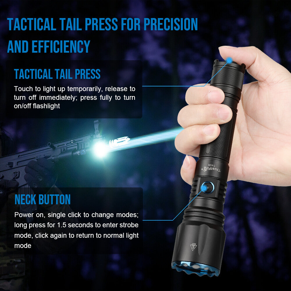 T45R Tactical Military LEP Flashlight 650LM 1695M Range with Rat Switch