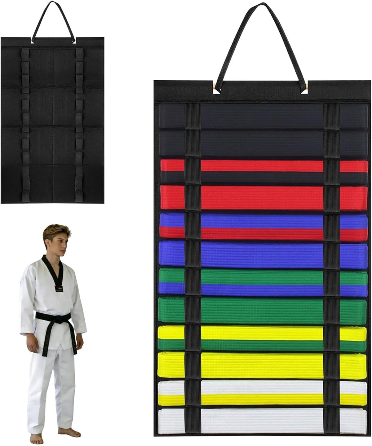 Martial Arts Belt Display Rack Holds Up to 12 Belts for Karate Taekwondo BJJ Judo
