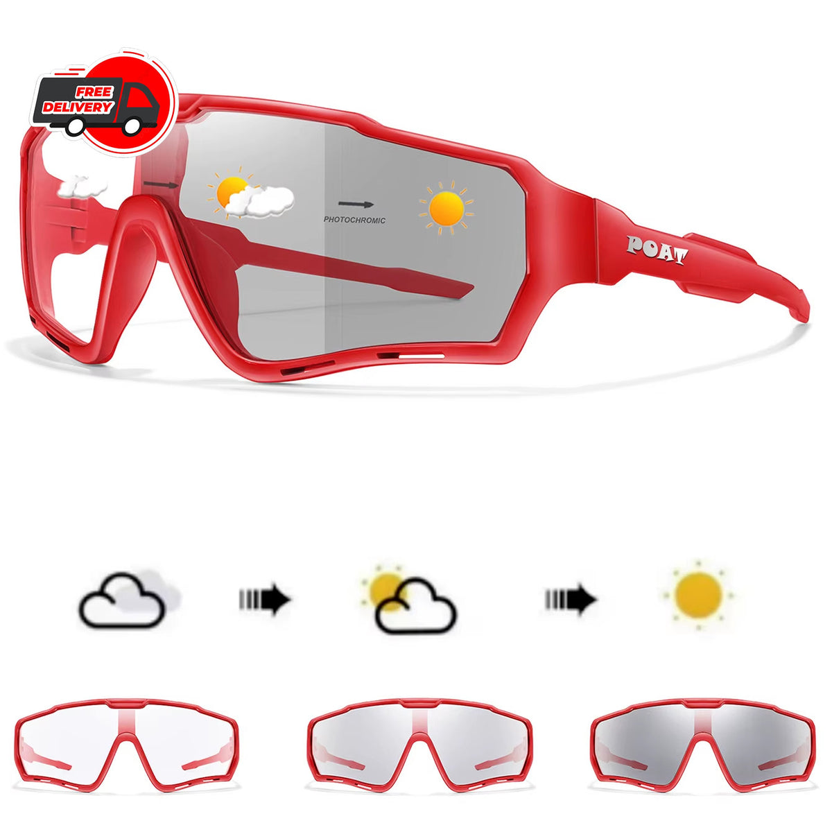 Photochromic Cycling Sunglasses Sports Eyewear UV400 UV-Change MTB Running Fishing