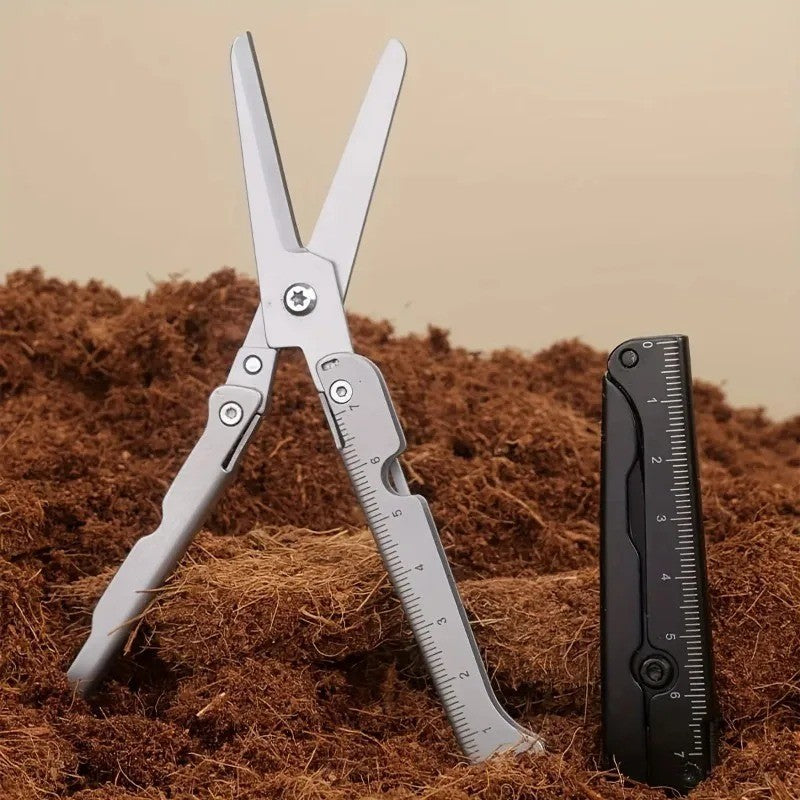 Portable Multi-Functional Folding Scissors for Outdoor Survival Stainless Steel