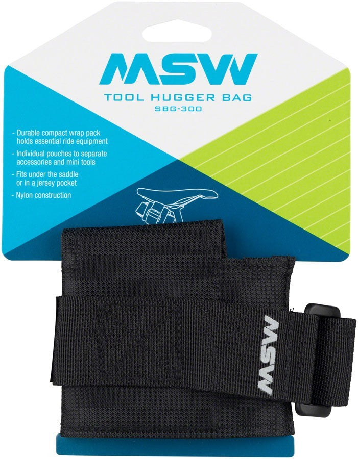 Bike Saddle Tool Bag - Black Seat Wrap with Elastic Compartments for Cycling