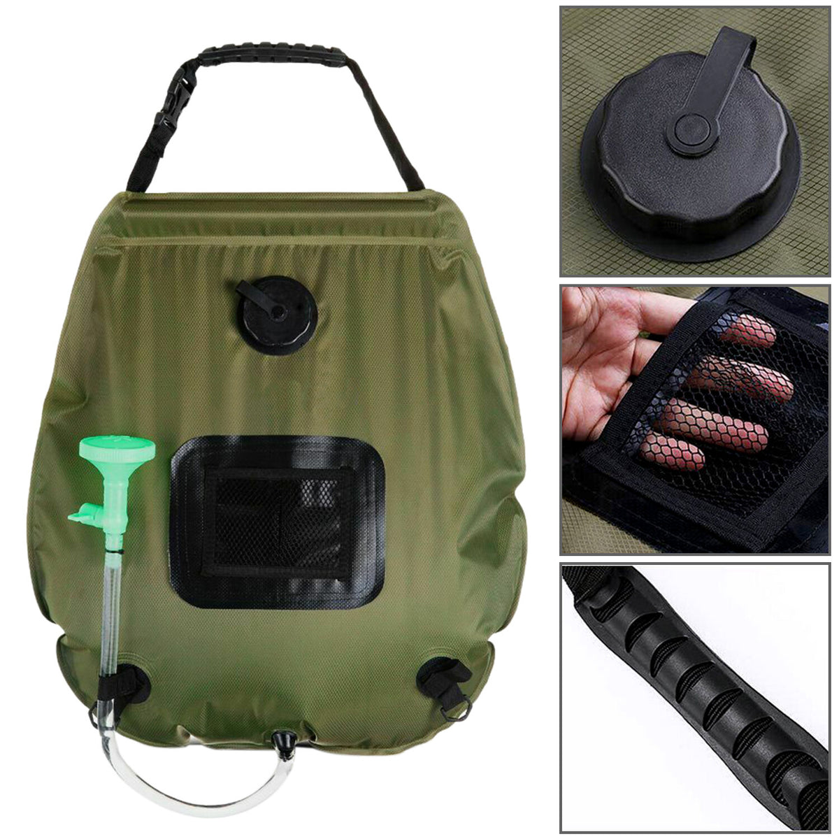 20L Portable Solar Heated Camping Shower Bag with Temperature Display
