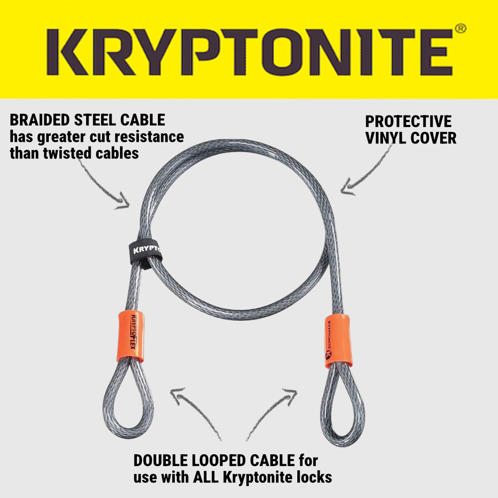 Kryptonite KryptoFlex 410 Double Loop Cable for Bike Locks, 4 ft, 10mm Braided Steel