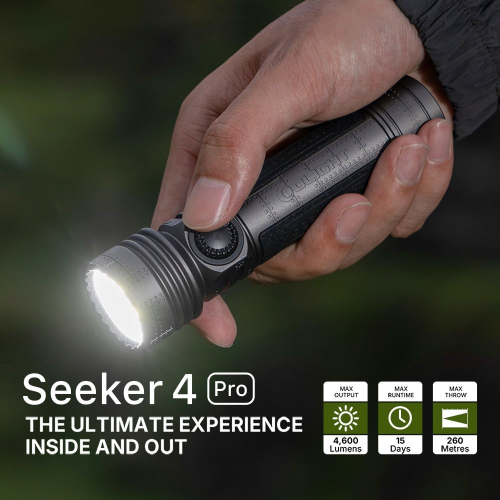High Power Tactical Flashlight 4600 Lumens with Holster - Seeker 4 Pro