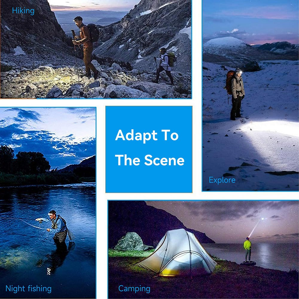 Rechargeable LED Headlamp with Zoom & 4 Light Modes - Super Bright 1500 Lumens