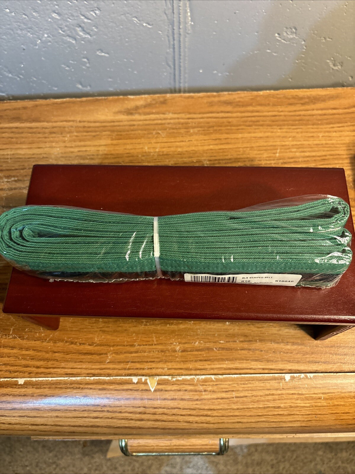Martial Arts Green Double Wrap Belt Size 4 with Black Stripes