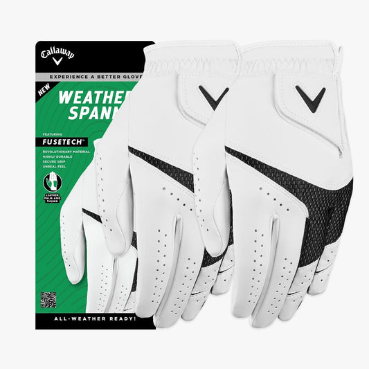 Men's Golf Gloves 2 Pack Weather-Resistant Synthetic Leather Fit