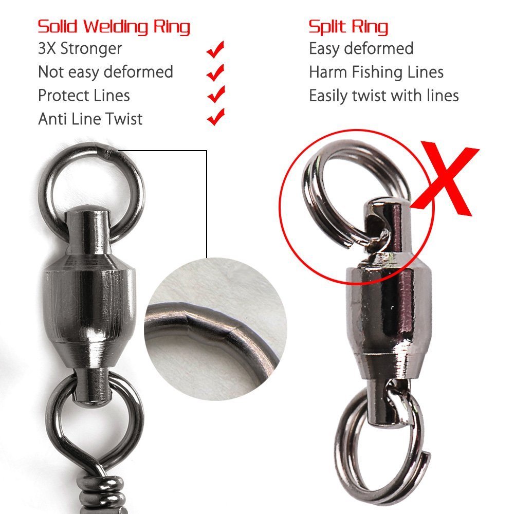 Fishing Ball Bearing Swivels with Coastlock Snap - Heavy Duty 25/50 Pack