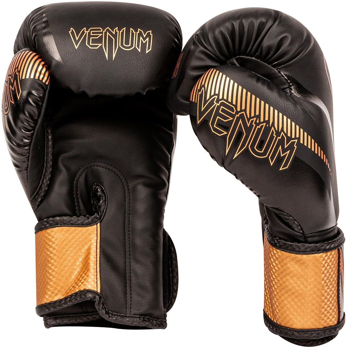 Impact Boxing Gloves with Hook and Loop Closure - Black and Bronze, 10-14 oz