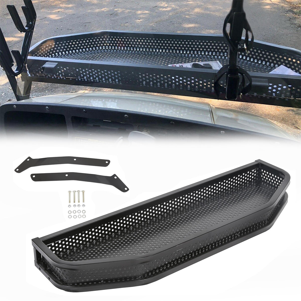 Heavy Duty Front Cargo Basket for EZGO TXT Golf Cart with Mounting Brackets