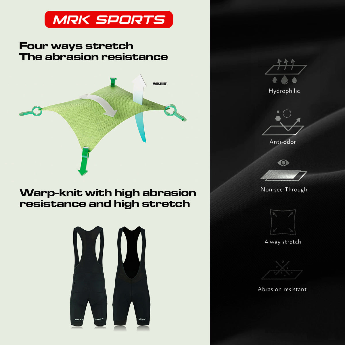 Men's Cycling Bib Shorts with Gel Padding and Pockets - Road MTB Bike Apparel
