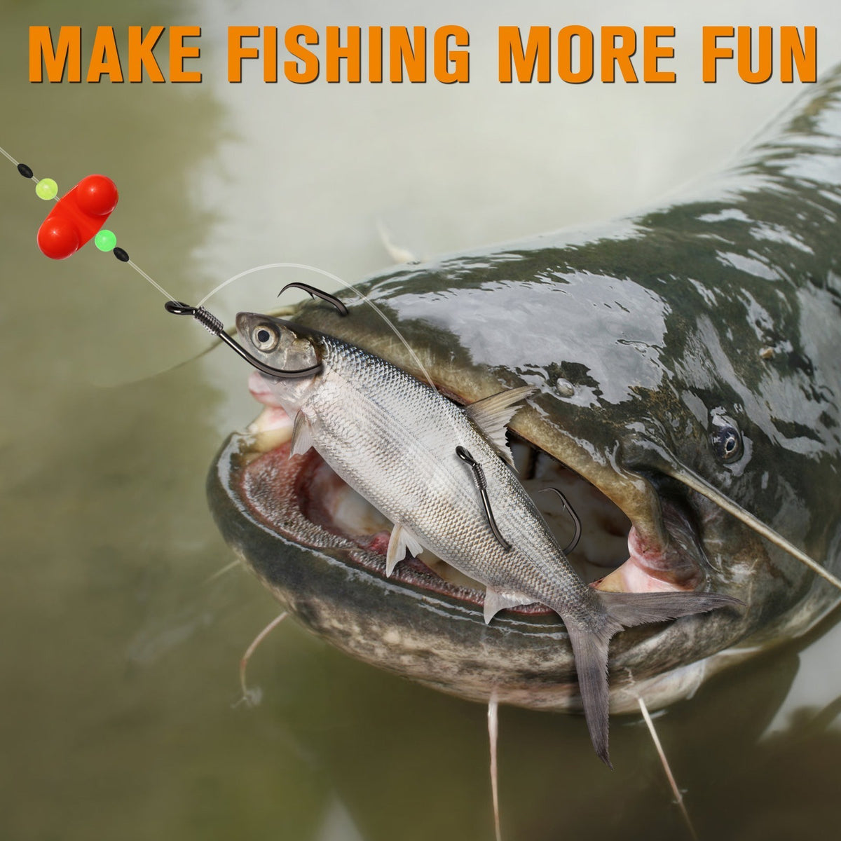 Catfish Float Rig with Double Circle Hooks - Pre-Tied Set for Trophy Fish