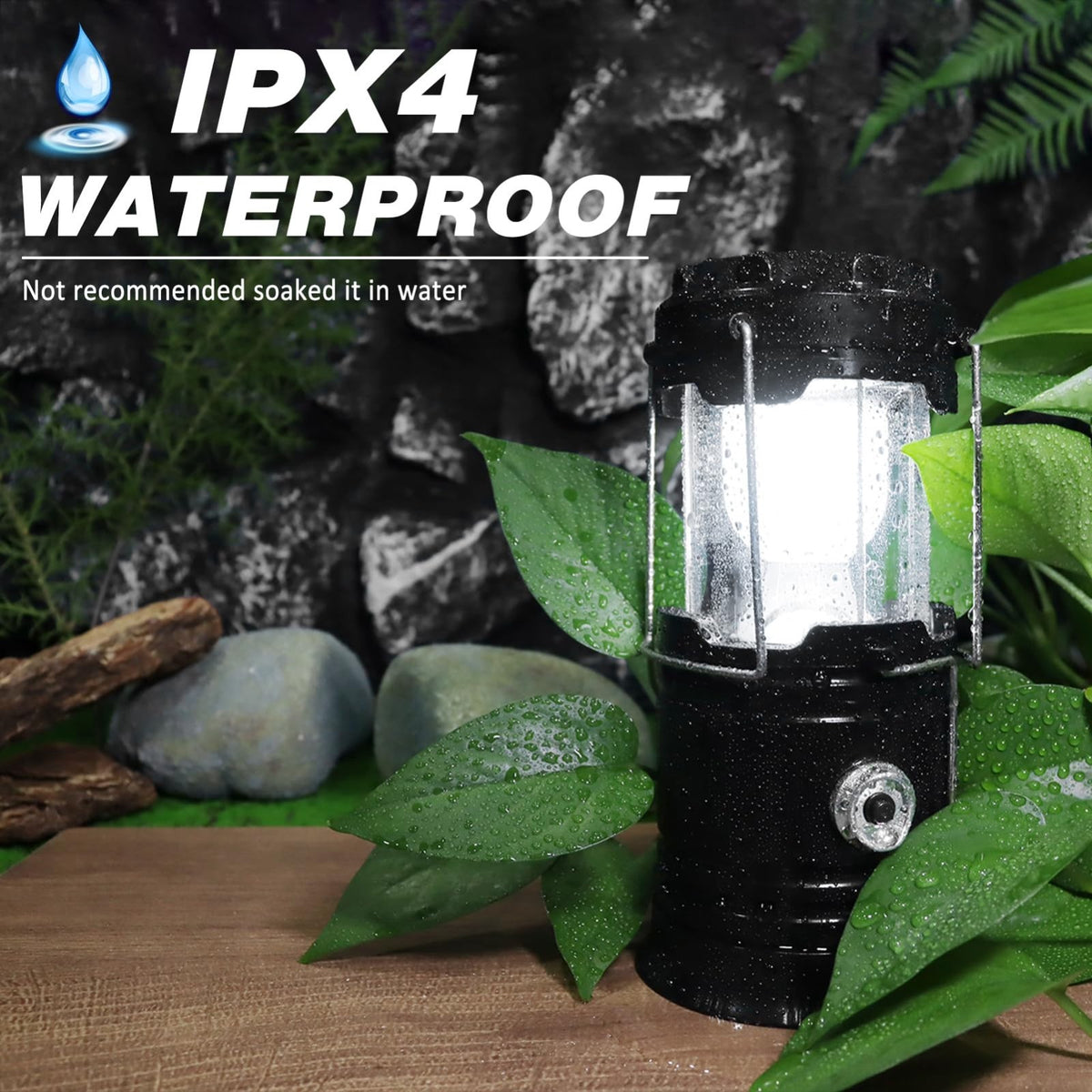 Rechargeable Solar Camping Lantern & Flashlight - Collapsible Waterproof LED Light for Outdoor & Emergency Use