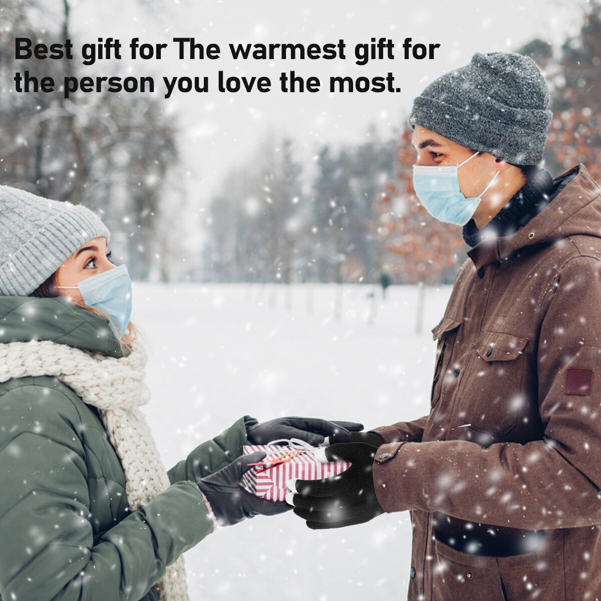 USB Heated Gloves Touchscreen Winter Mittens Knitted Hand Warmers
